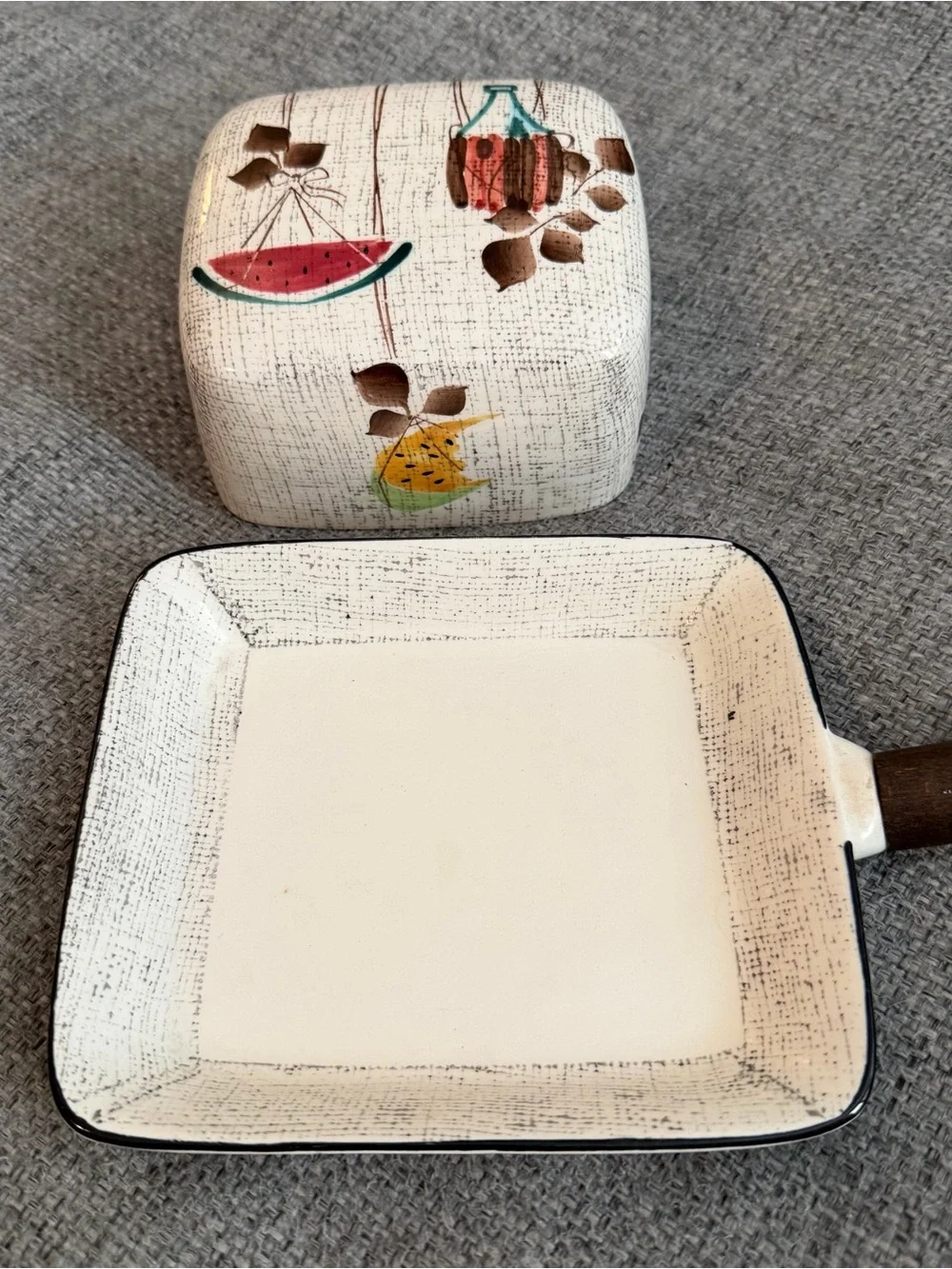 Vintage Royal Sealy Jamaica ceramic lidded butter dish with handle